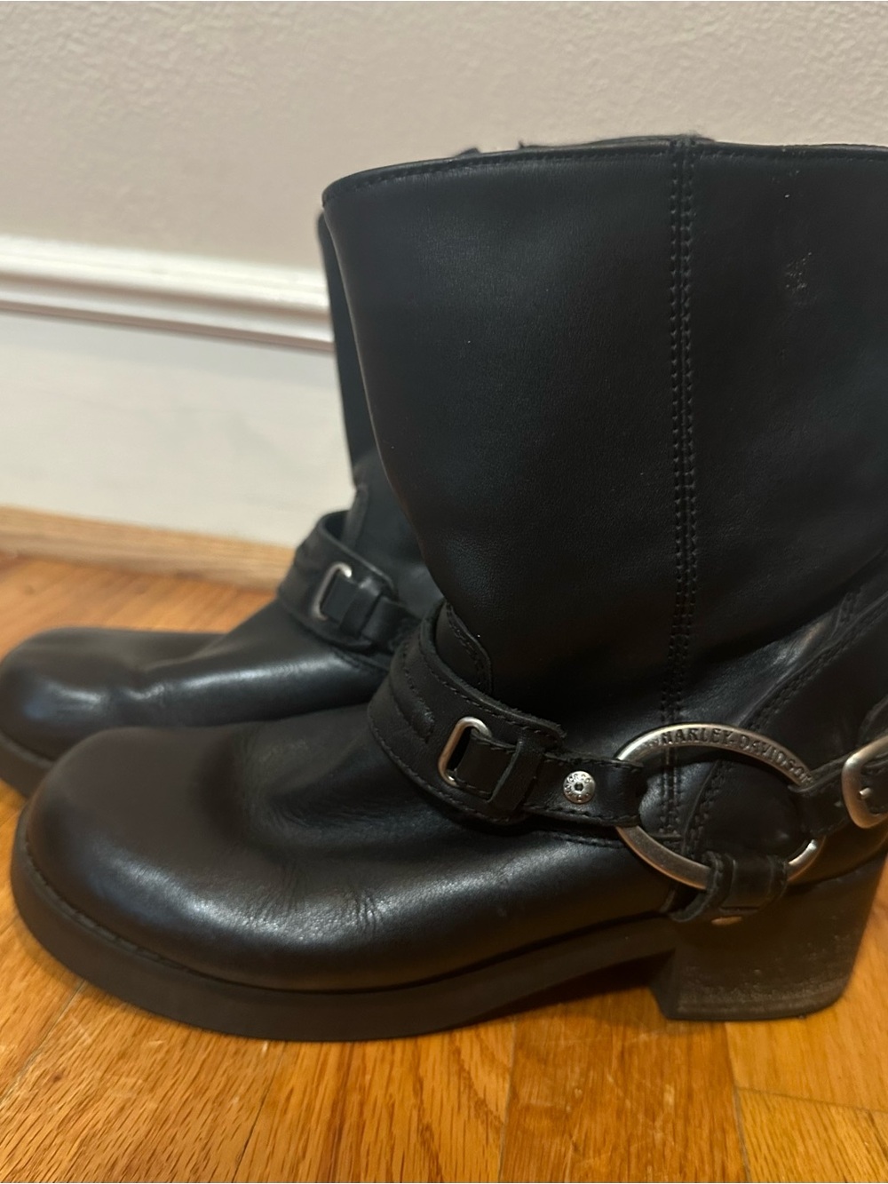 Harley-Davidson Black Leather Harness Motorcycle Boots Women Size 7